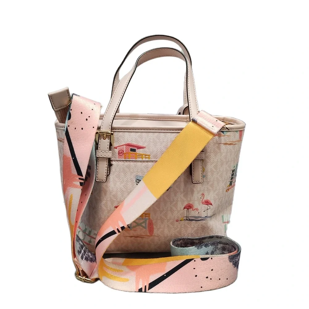Michael Kors Jet Set Travel XS Signature Tote Bag Womens Multicolor Miami Print